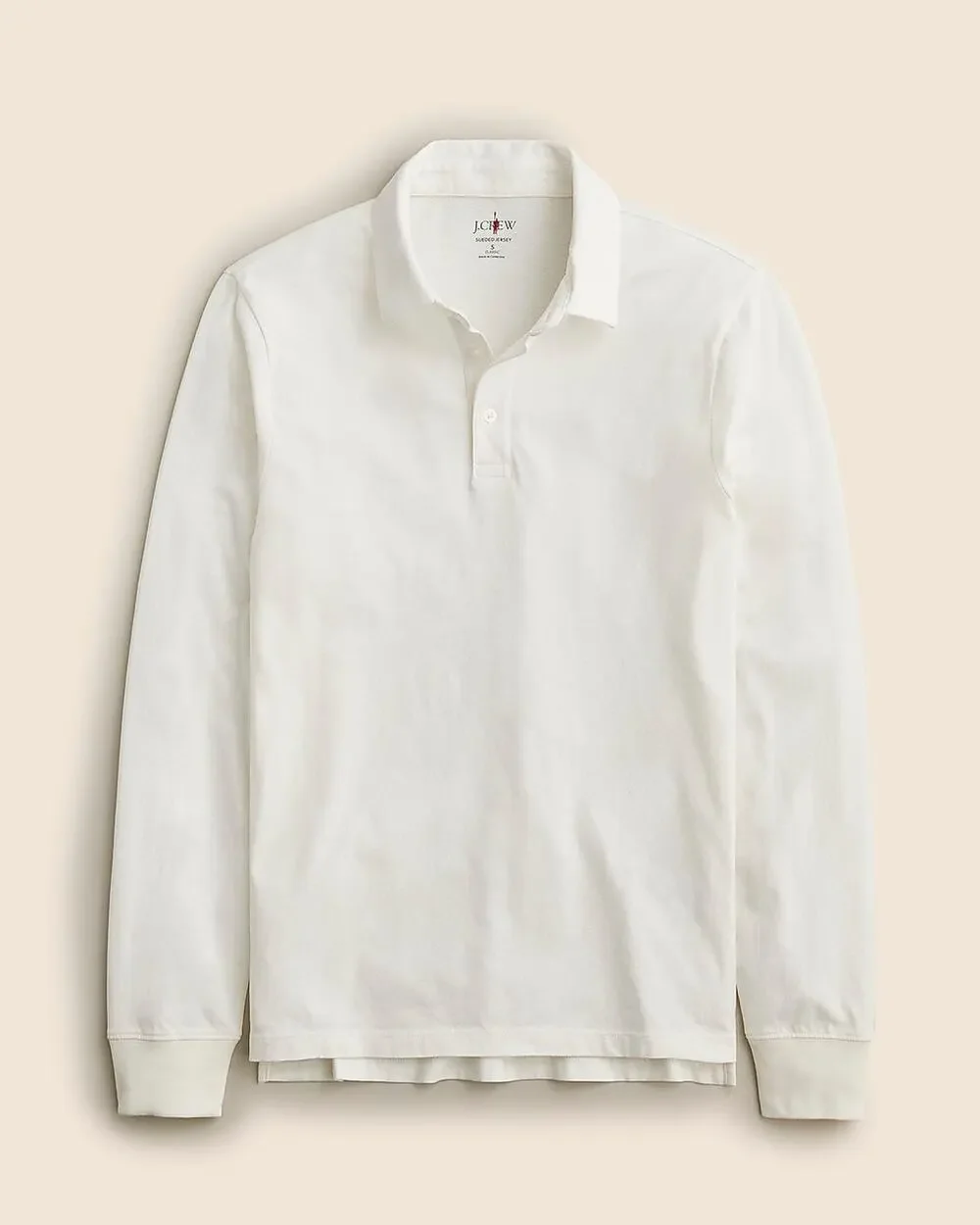 J. Crew Slim Fit Sueded Cotton Polo Shirt Ivory Classic Men's Size M NWOT